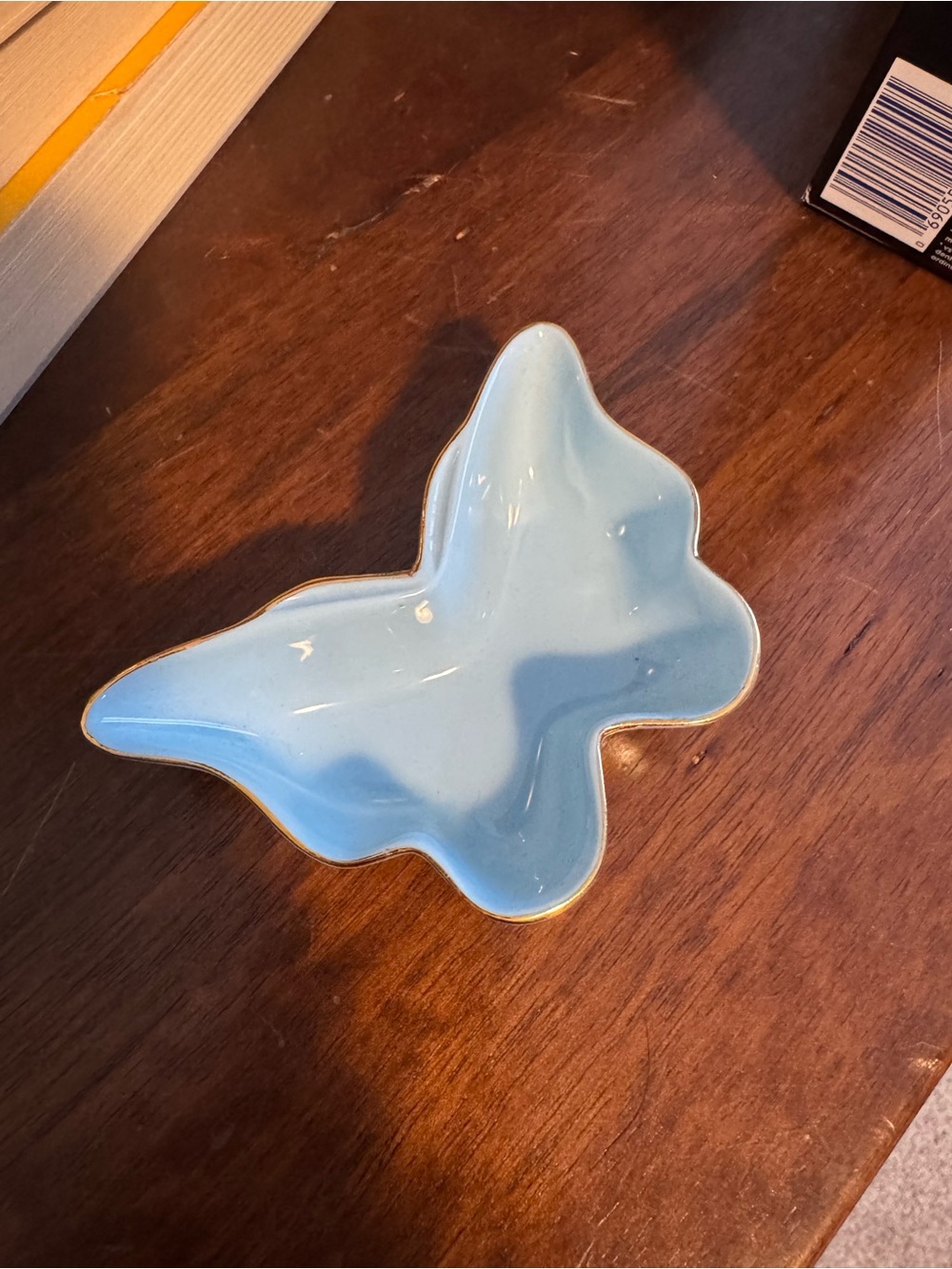 Princess Polly Light Blue Butterfly Jewelry Tray with Gold Trim